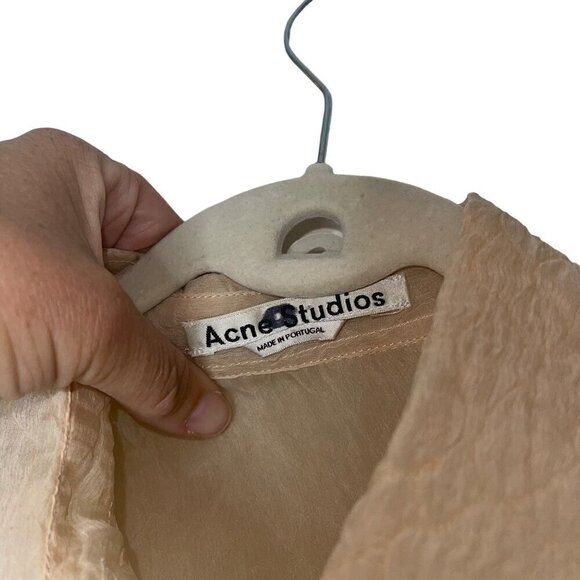 Acne Studios Womens Top Size Medium Beige Button Down Sleeveless Semi Sheer - Picture 3 of 7